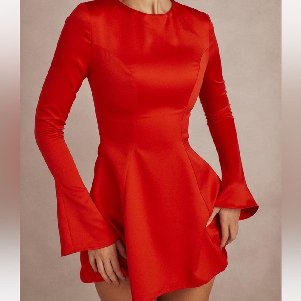 House of CB Sacha Red Satin Mini Dress Size XS